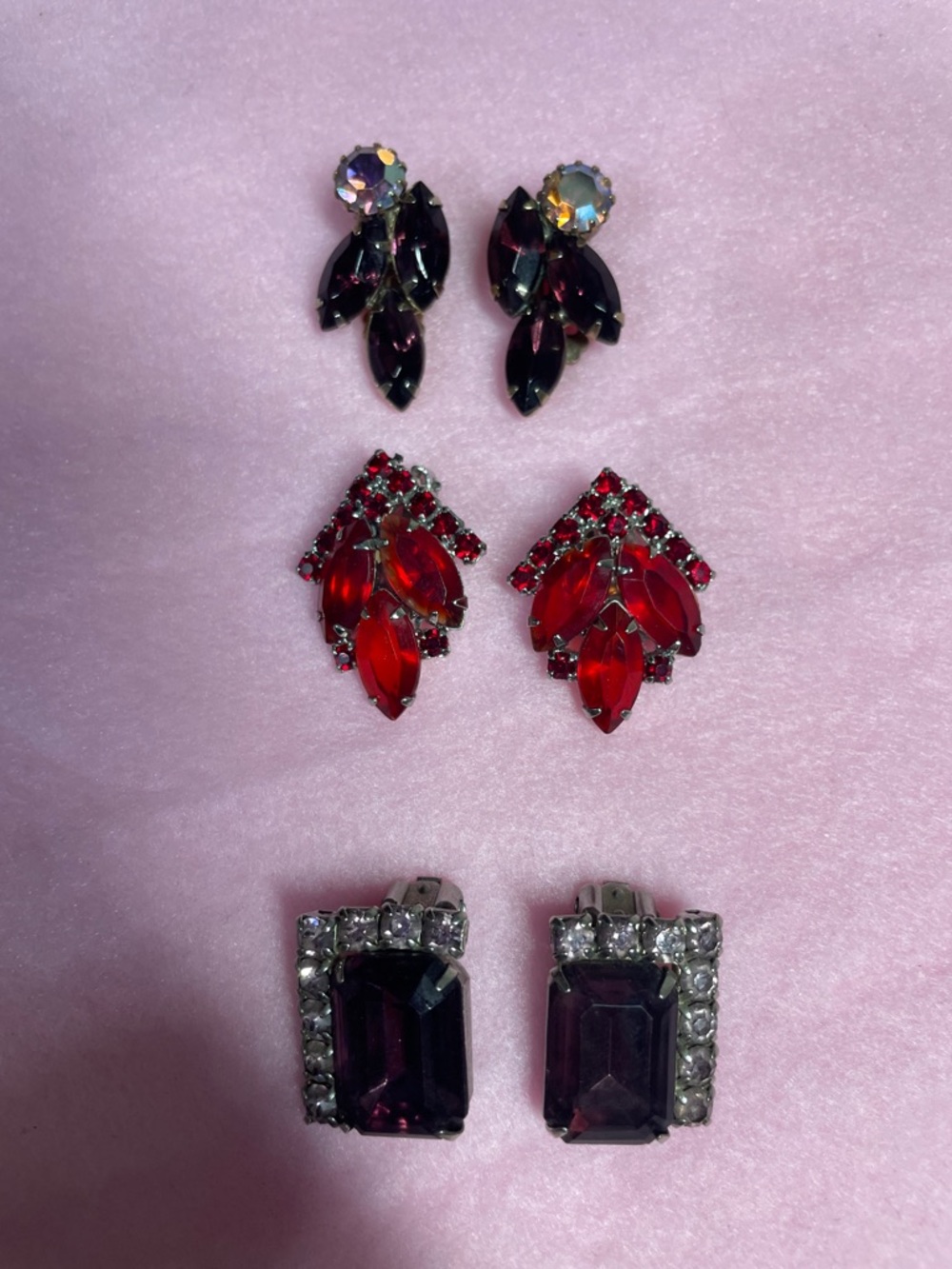 Vintage 3 Pair Of Faux Gemstone Earrings. Dressy And Very Beautiful. 
Sparkling!